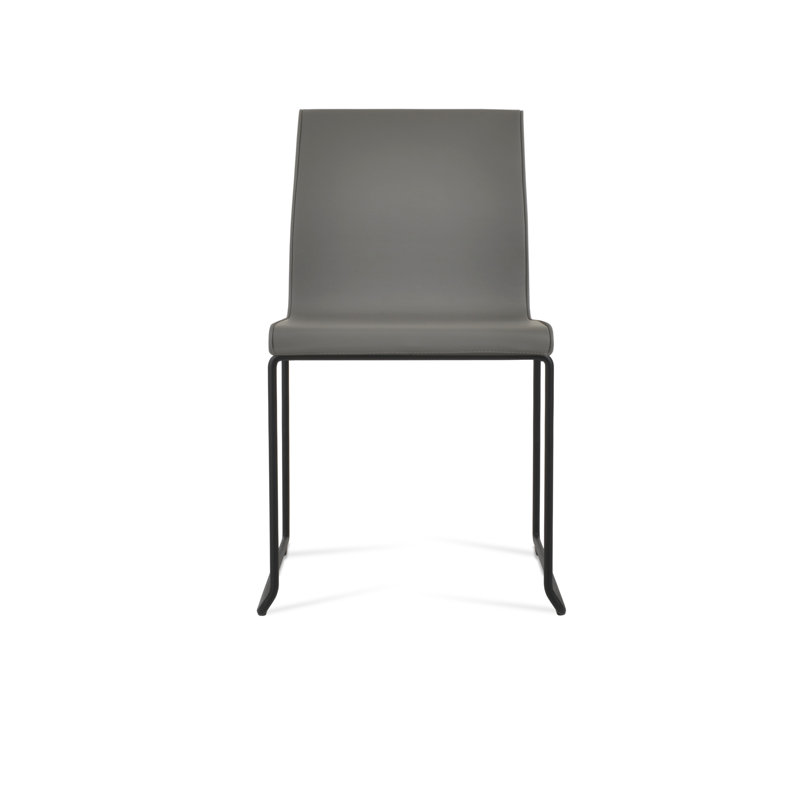 Chaise rembourrée empilable Polo, Gris, Noir mat