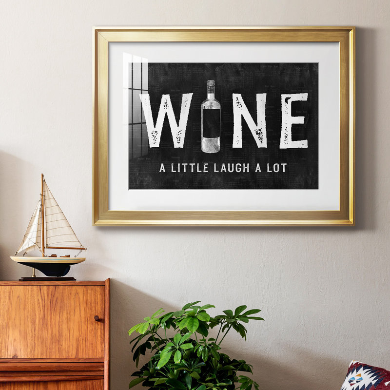 «Wine A Little», reproduction encadrée de qualité supérieure - prête à être accrochée, H 26,5 po x l 36,5 po x P 1 po