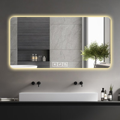 LED Bathroom Mirror 28 Inch, Corrosion-Resistant, 3-Color Dimmable, Backlit With Demist Function | Gift Idea