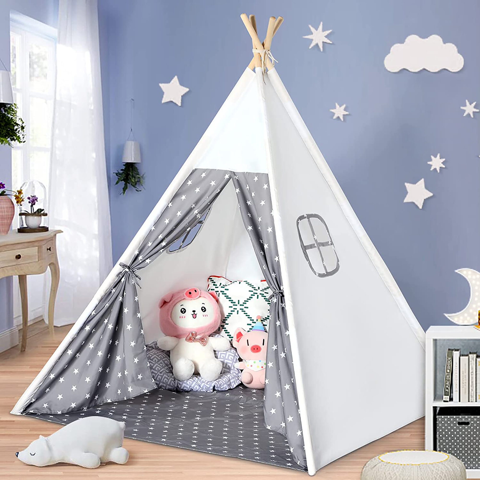 SISTICKER 47.2'' W x 47'' D Indoor / Outdoor Triangular Play Tent | Wayfair