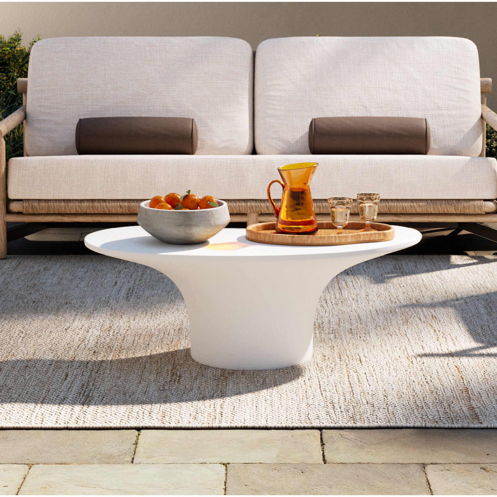Paisely Outdoor Coffee Table, White