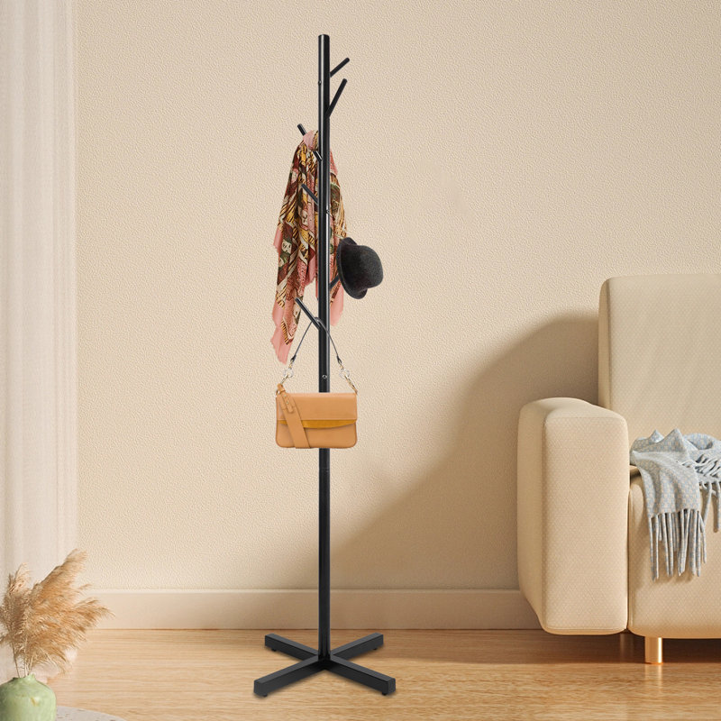 Dianthe Modern Free-standing Metal Coat Rack W/7 hooks, Black