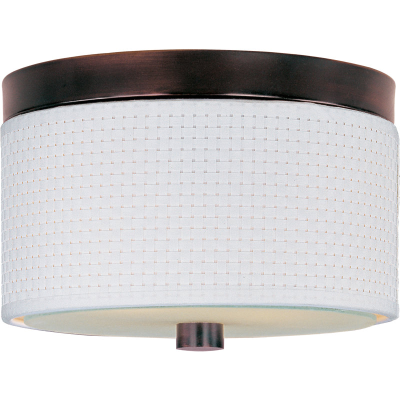 Plafonnier encastré 2 lumières Denning, Bronze huilé / 10 po / tissage blanc