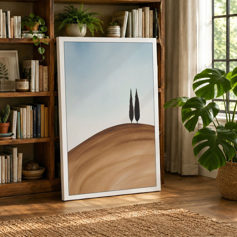 Trees on Ochre Hill Minimalist - Wrapped Canvas, Cream Border, 24x16 - 61.0 x 40.6 cm