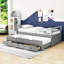 Lit simple en bois avec lit gigogne simple et 3 tiroirs de rangement-1821954710