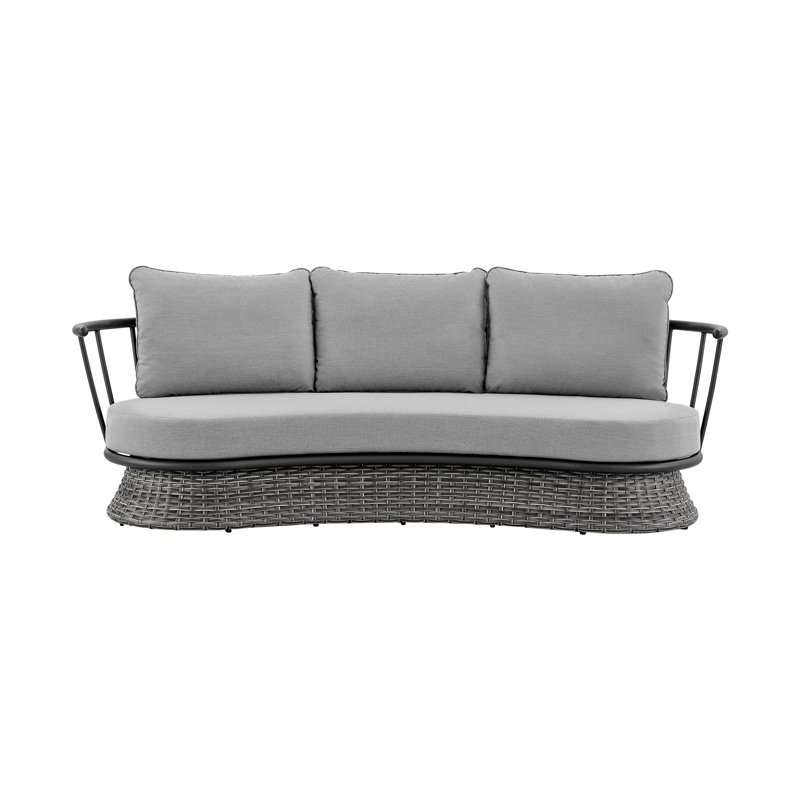 Giotto Three-Seat Black and Gray Wicker Metal Outdoor Sofa