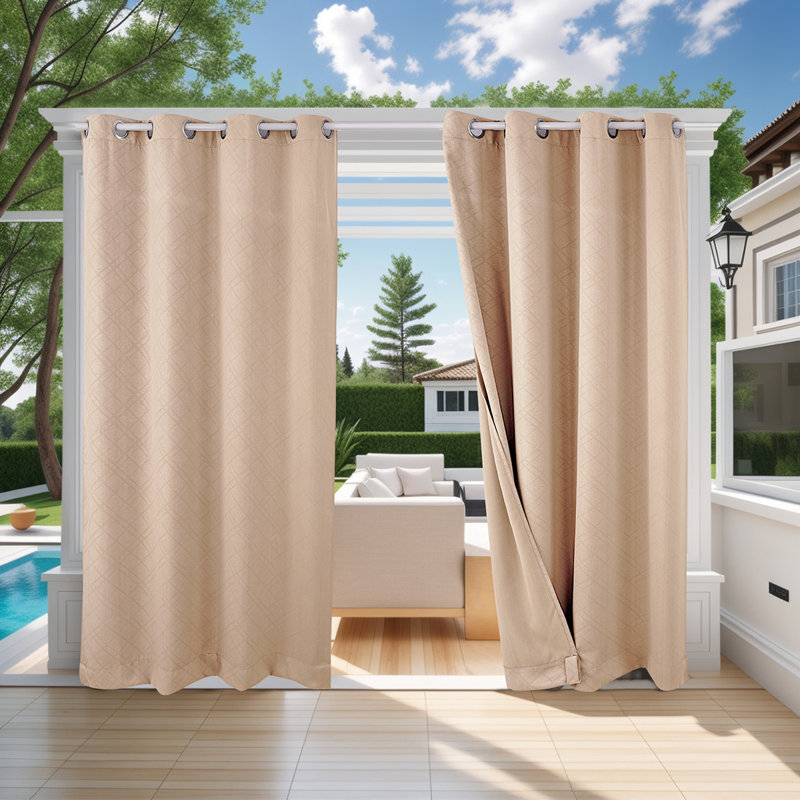 Lakyshia Waterproof Thermal Outdoor Patio Curtain, 52" W x 84" L, Beige