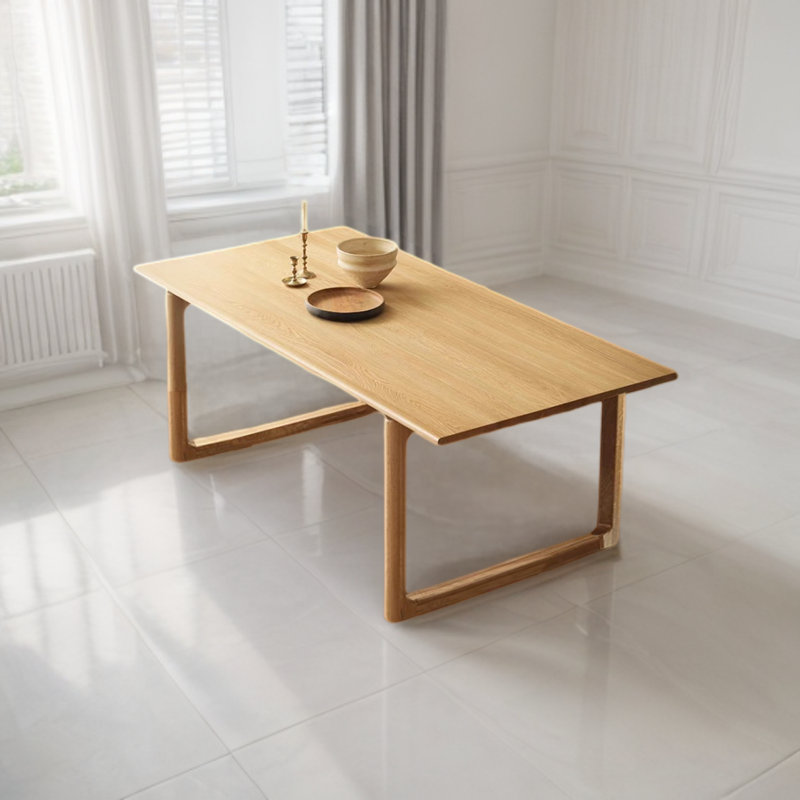 Rinku Ash Rectangular Solid Wood Top with Solid Wood Base Dining Table, 31.49" W x 62.99" L
