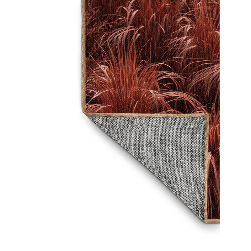 Machine Washable Botanical Brown Area Rug, Square 4'