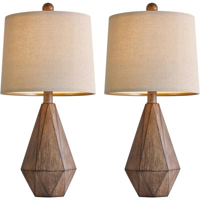 Ensemble de 2 lampes de table de ferme 20,25 po Retro - Table de chevet en lin rustique pour le salon et la chambre à coucher pour enfants, bureau, bureau - Résine