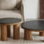 Table basse ronde en bois massif Wabi-sabi