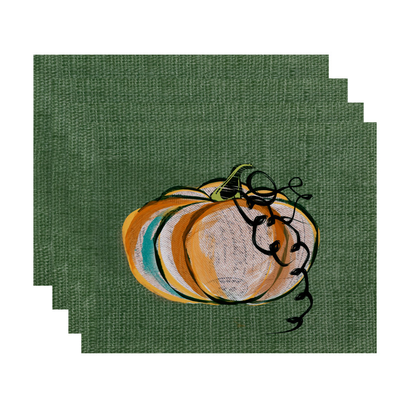 Flipping For Fall Polyester Food & Drink Rectangle Placemat, Green