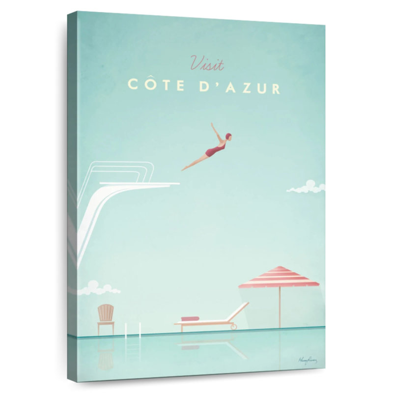 Affiche de voyage rétro Aime Cote D'Azer, H 24 po x l 16 po