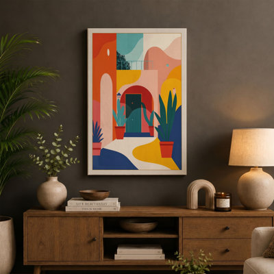 Moroccan Courtyard Modern - Wrapped Canvas