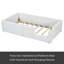 Lit plateforme simple tapissier avec garde-corps et station de charge, blanc