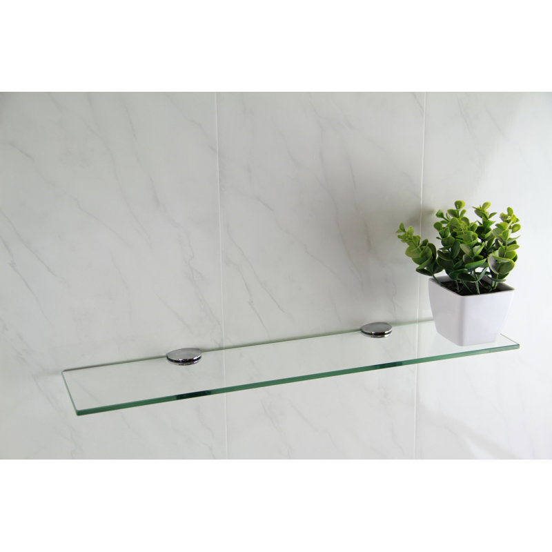 Fanniemae Glass Floating Shelf with Adjustable Shelves, 0.6cm H x 50cm W x 10cm D, Clear