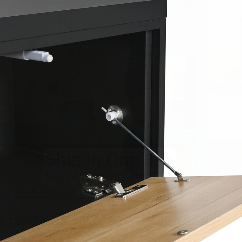 Meuble audio-vidéo réglable avec armoires de rangement, Noir