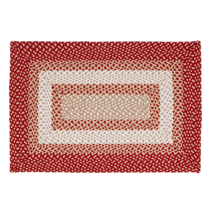 Waterbury Farmhouse Handmade Braided Red Area Rug, Rectangle 2' x 3'