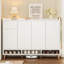 Armoire à chaussures élégante et contemporaine avec tablettes réglables, organisateur de maison minimaliste avec pieds en bois massif, buffet de rangement pour le vestibule-707976165