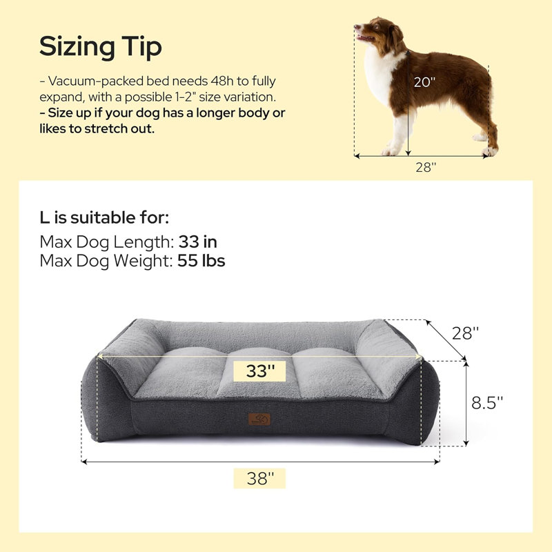Lit orthopédique confortable pour chiens de taille moyenne, canapé-lit lavable imperméable très épais avec housse en sherpa, base antidérapante