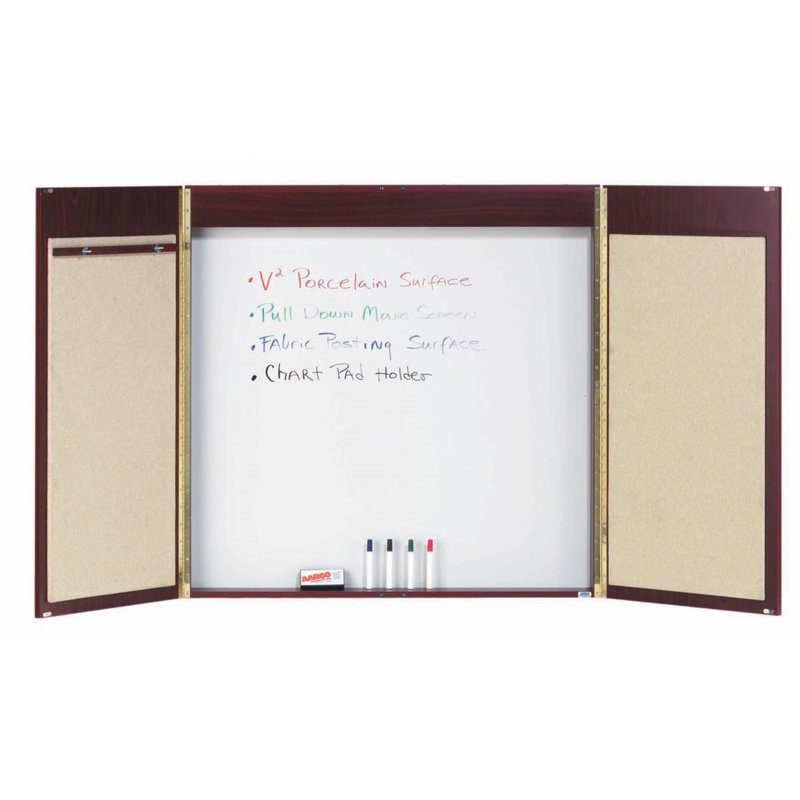 AARCO No Porcelain Metal Combination Board, 3' H x 4' W, Veneer Walnut