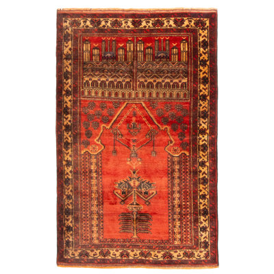 Tapis rouge Teimani 3 pi 1 po x 4 pi 11 po