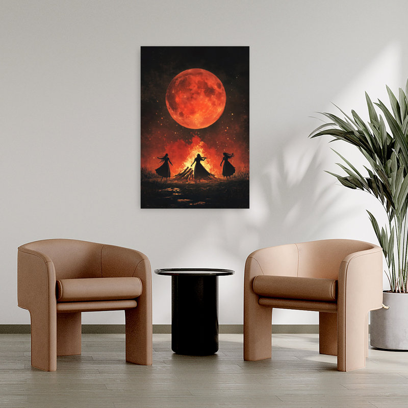 Art mural de la nature sanglante rituel dramatique mystique abstrait paysage, H 36 po x l 24 po