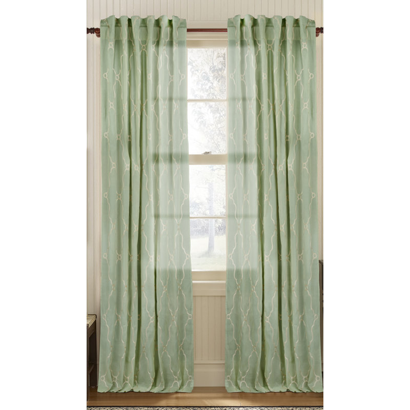 Viola 100% Cotton Sheer Curtain Single Panel, 54" W x 96" L, Seafoam Green