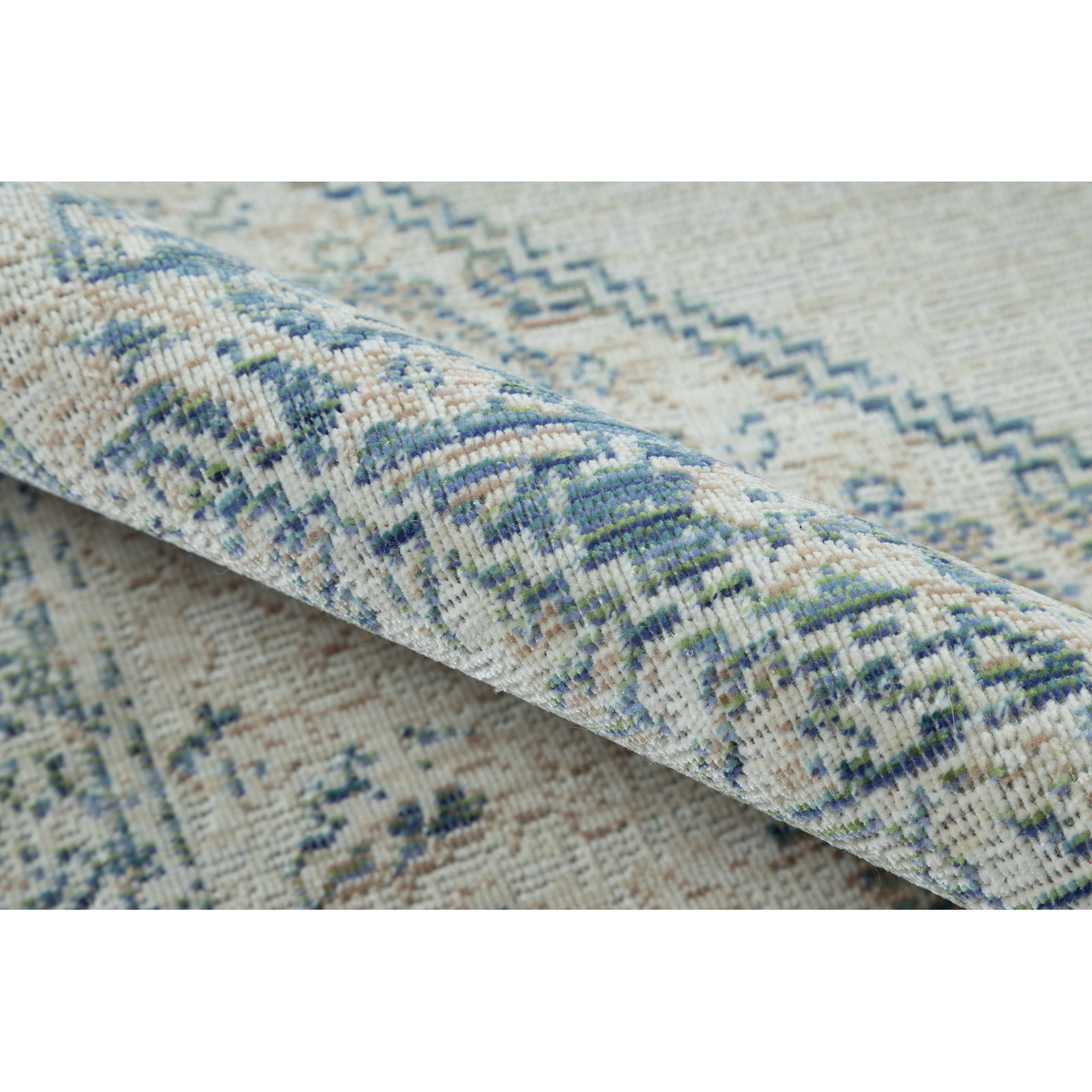 Bateman Blue Beige Oriental Rug, Rectangle 2' x 3'