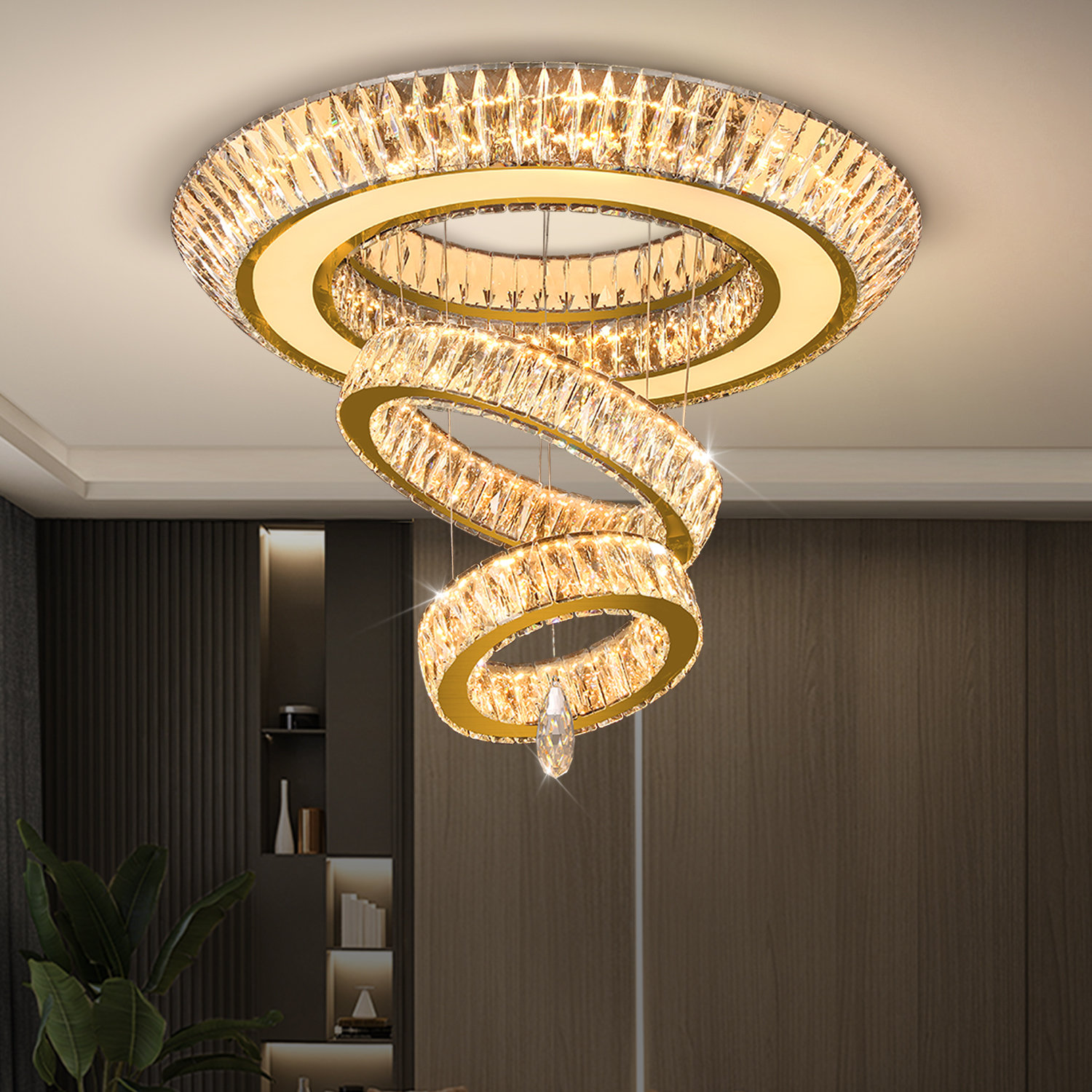 Mercer41 Zali Unique 3 Tiered Semi Flush Mount Crystal Chandelier | Wayfair