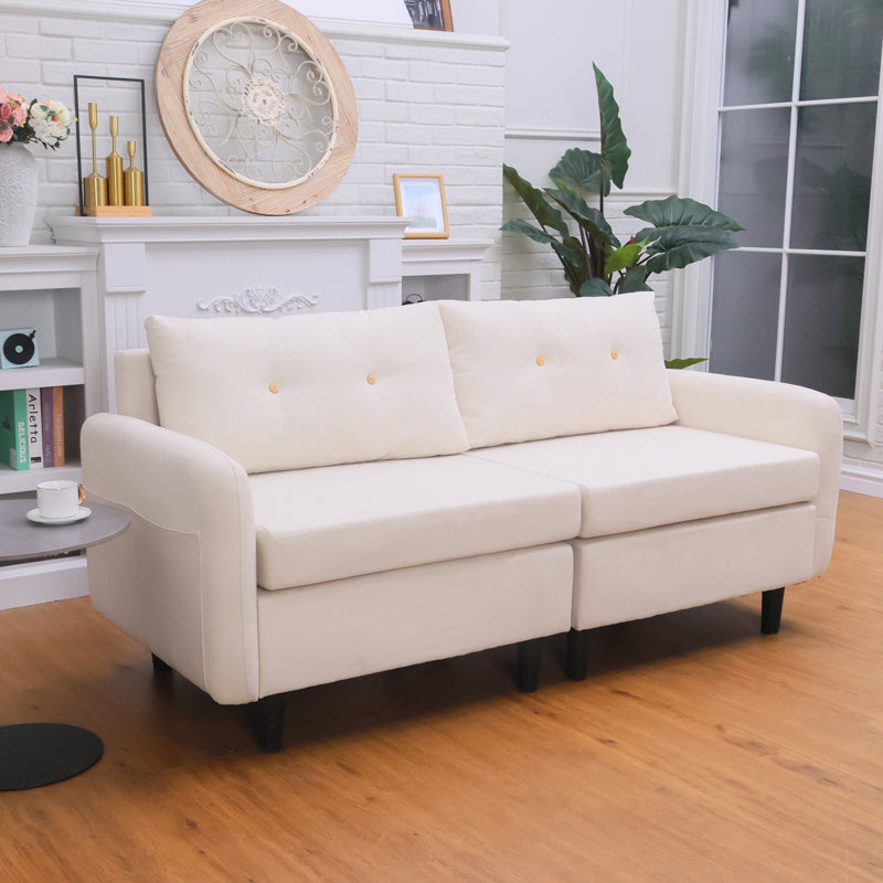 Marsean Fabric 70.86'' Reception Upholstered Arm Loveseat Linen Living Room Sofa with Storage Pockets