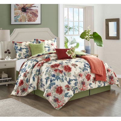 Elizabeth Microfiber Reversible 7 Piece Comforter Set