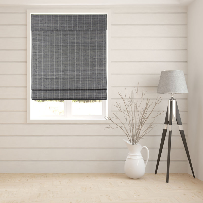 ARLO BLINDS Semi-privacy Grey-brown Bamboo Roman Shades, 34"W x 60"L