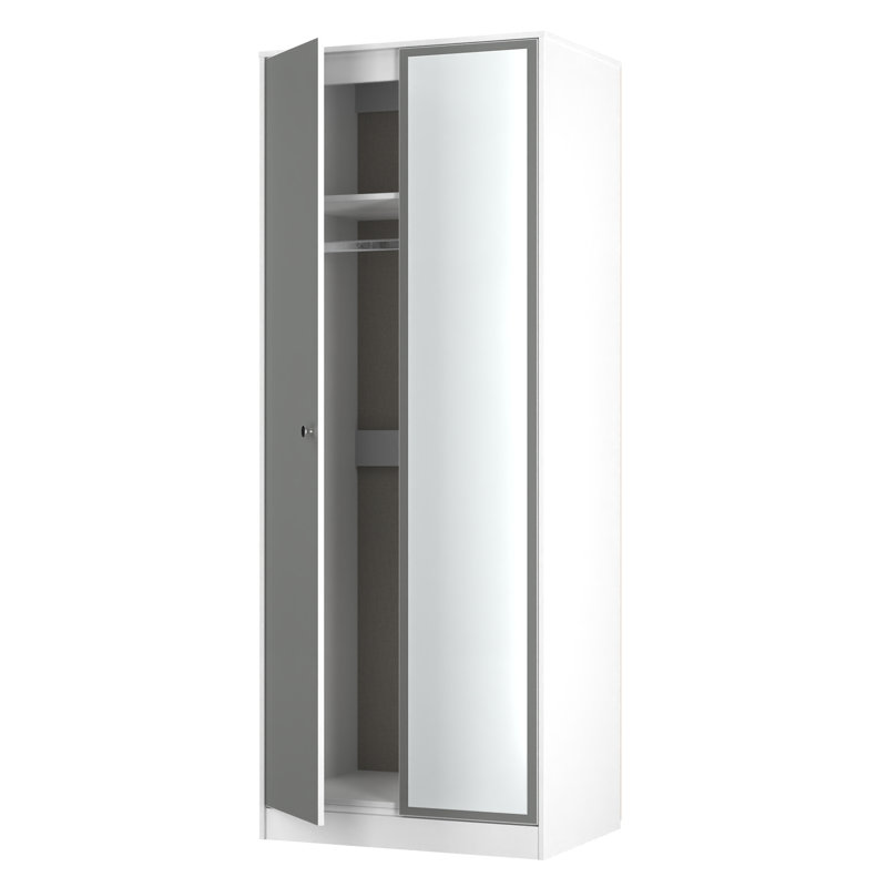 Bhargavi Manufactured Wood Wardrobe, Uniform Grey/White