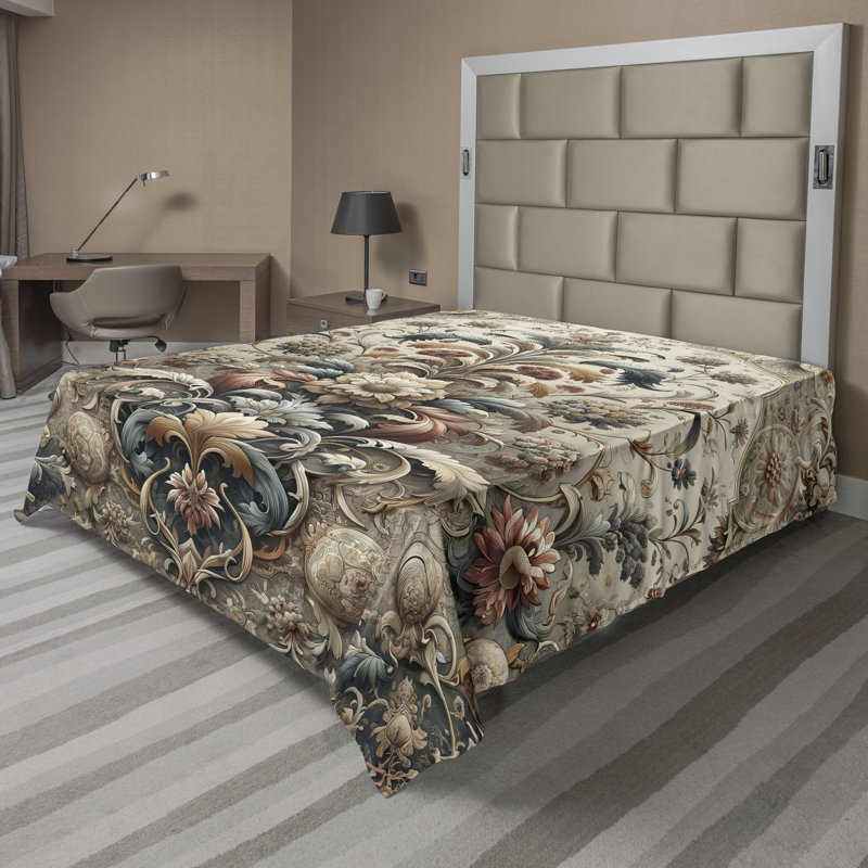 Polyester Floral Flat Sheet, California King