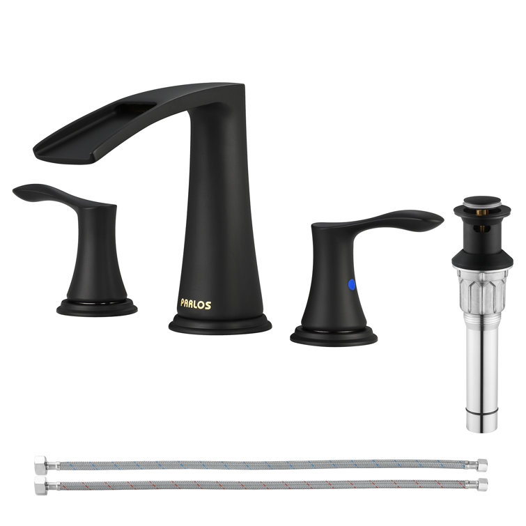Widespread 2-handle Waterfall Bathroom Faucet with Drain Assembly