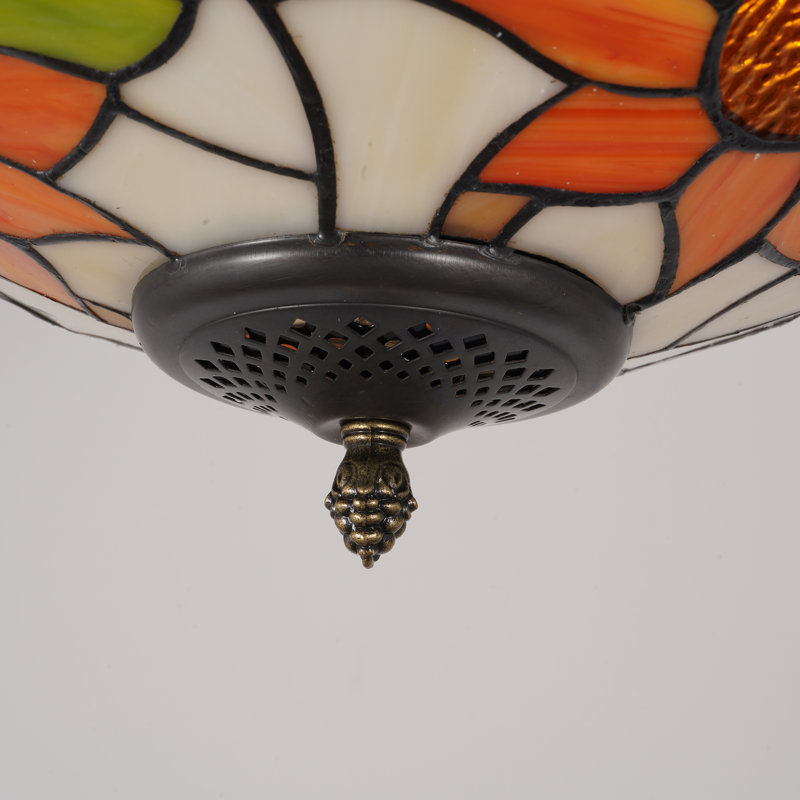 3-Light Tiffany Style Sunflower Chandelier With E26 Bulb