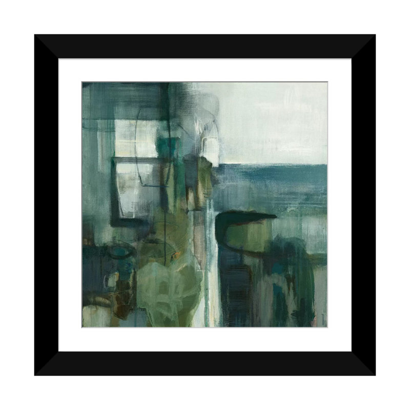 «Geometric», reproduction sur toile, H 24 po x l 24 po x P 1 po, Papier d'art encadré noir, Blanc