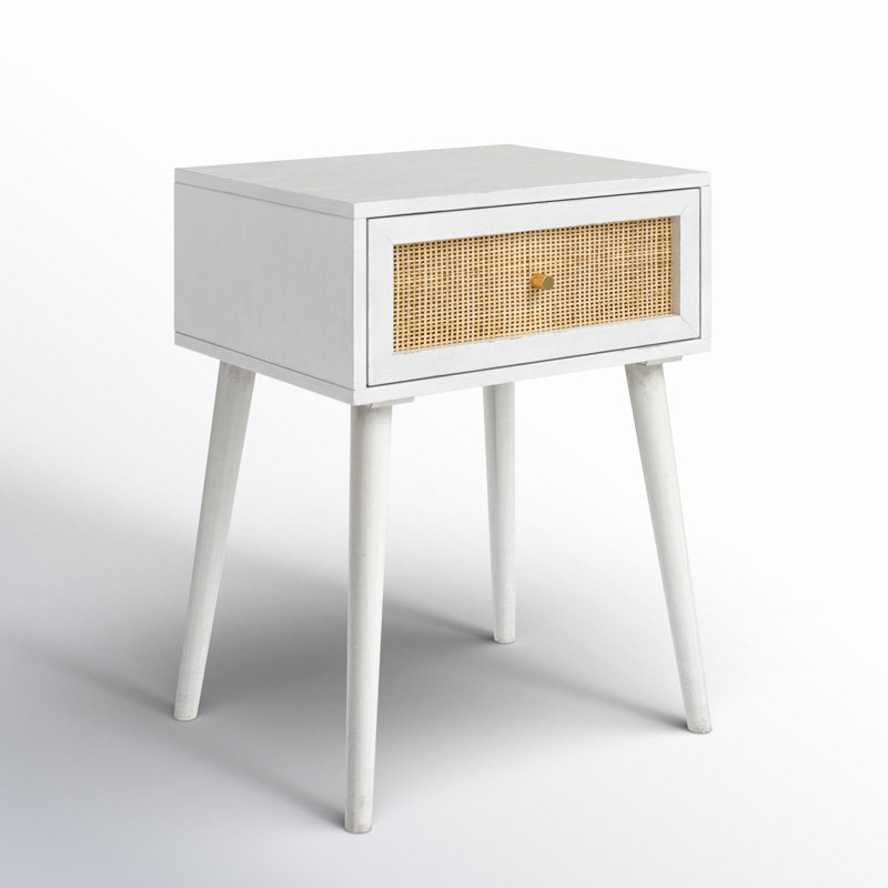 Table de bout en bois massif avec rangement Nico, Blanc