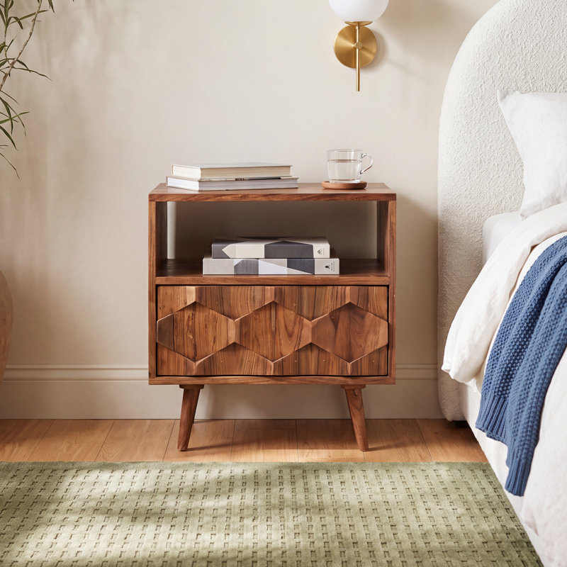 Alice 22'' W Solid Wood Nightstand, Brown