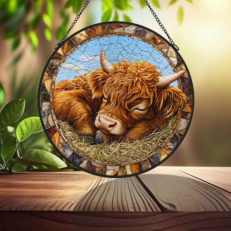 Vache Highland, 3,5 x 3,5 po (9 x 9 cm)