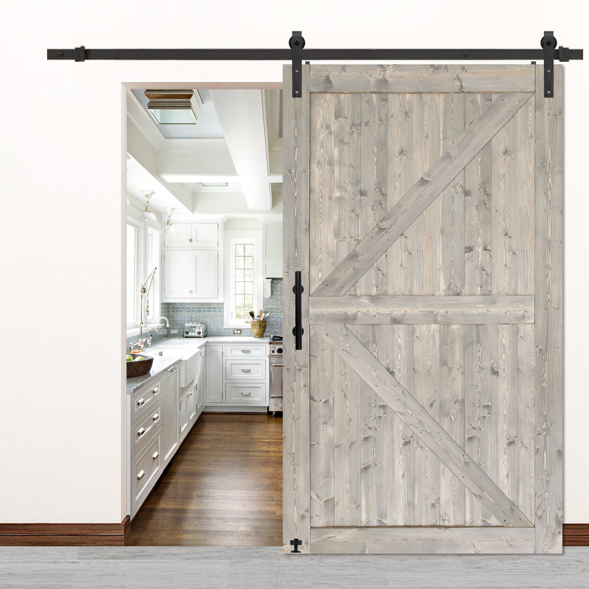 Paneled Solid Wood Barn Door S&Z TOPHAND Size: 28 x 80