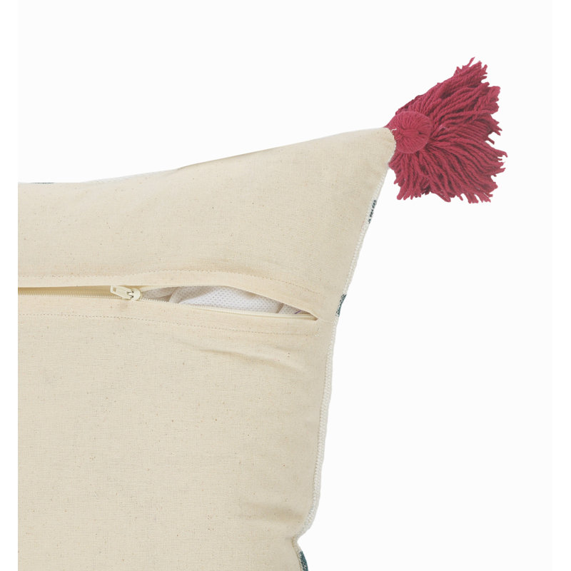 Southwestern Geometric Cotton Blend Throw Pillow with Tassels