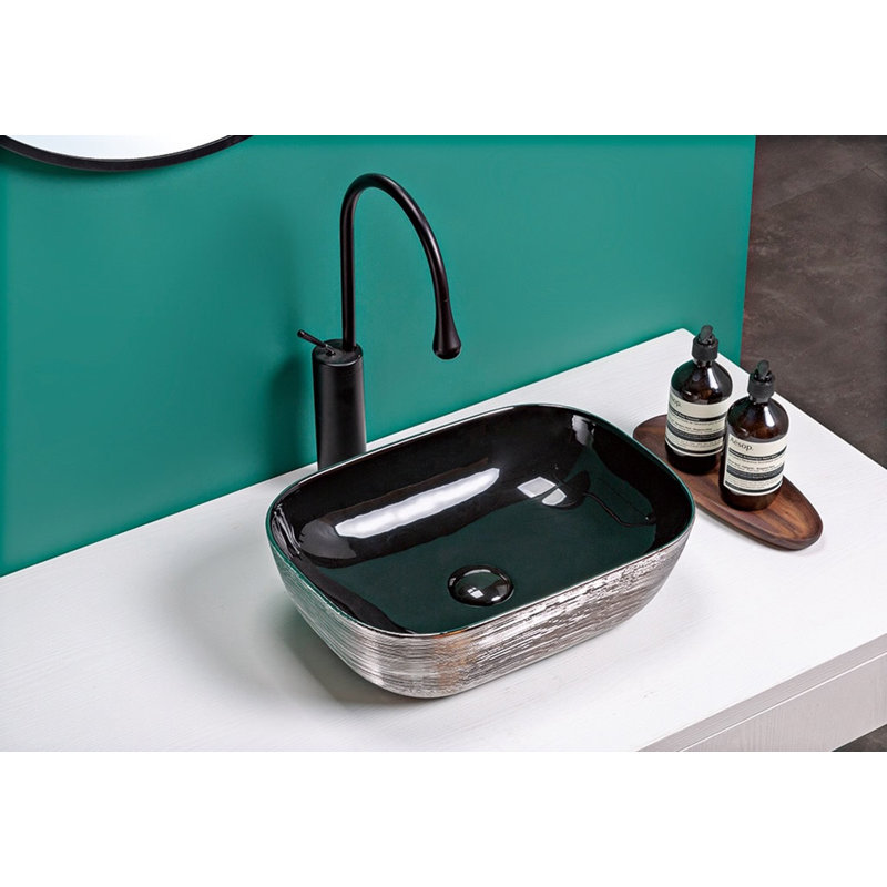 Lavabo vasque de salle de bain Ruvati, Argent et noir