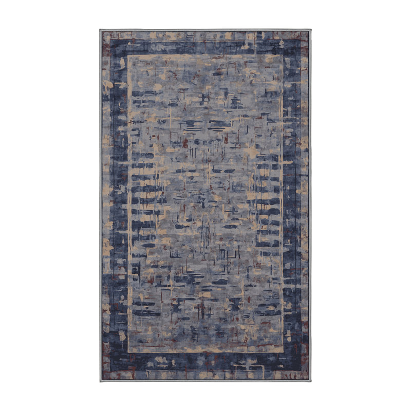 Tapis gris lavable à la machine, Rectangle 5 pi x 7 pi