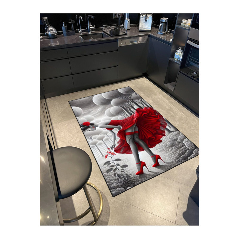 Tapis tissé à motif floral, Sous-tapis carré 3 pi 3 po inclus