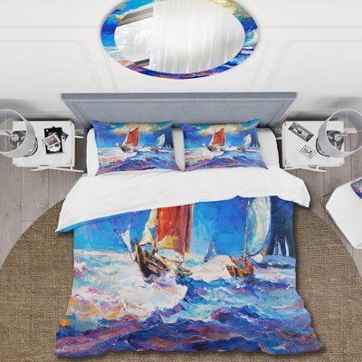 Blue Microfiber Duvet Cover Set