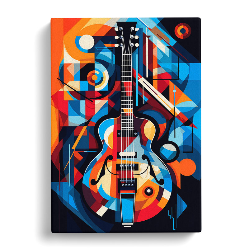 Electric Guitar Cubism - Wrapped Canvas Print, 50cm H x 35cm W x 3cm D