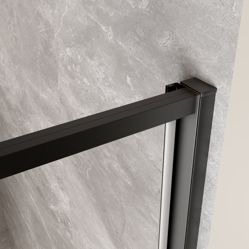Pivot Semi-Frameless Shower Door With 1/4" Tempered Glass, Matte Black, 42"W x 71"H
