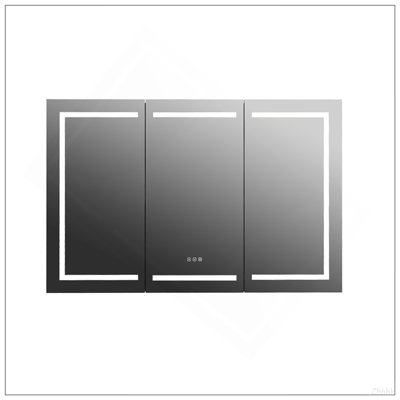 Armoire de salle de bain 53 pouces noir mat avec miroir et lumière DEL